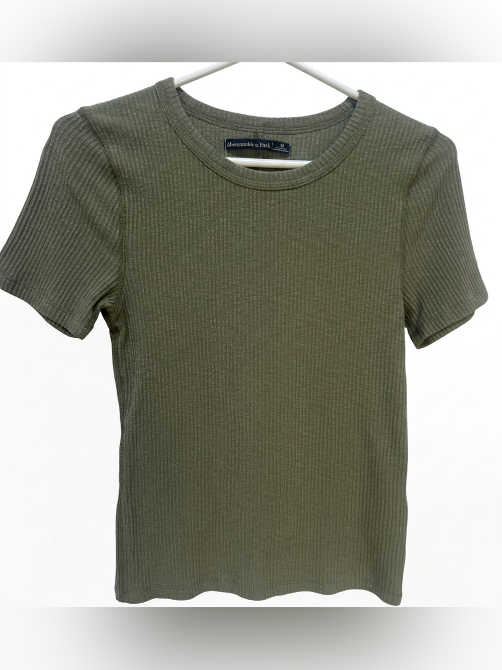 Women’s Hunter Green Abercrombie Short sleeve Ribbed Shirt (Size M)